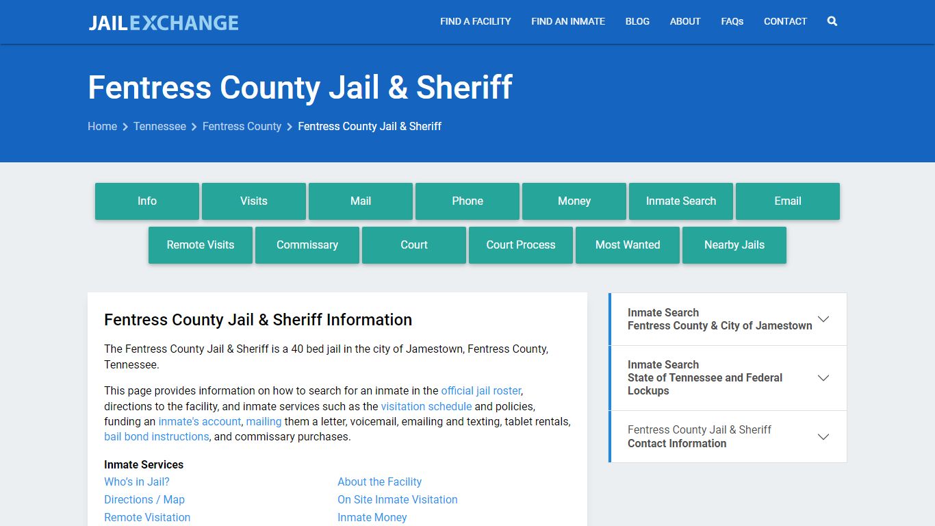 Fentress County Jail & Sheriff, TN Inmate Search, Information